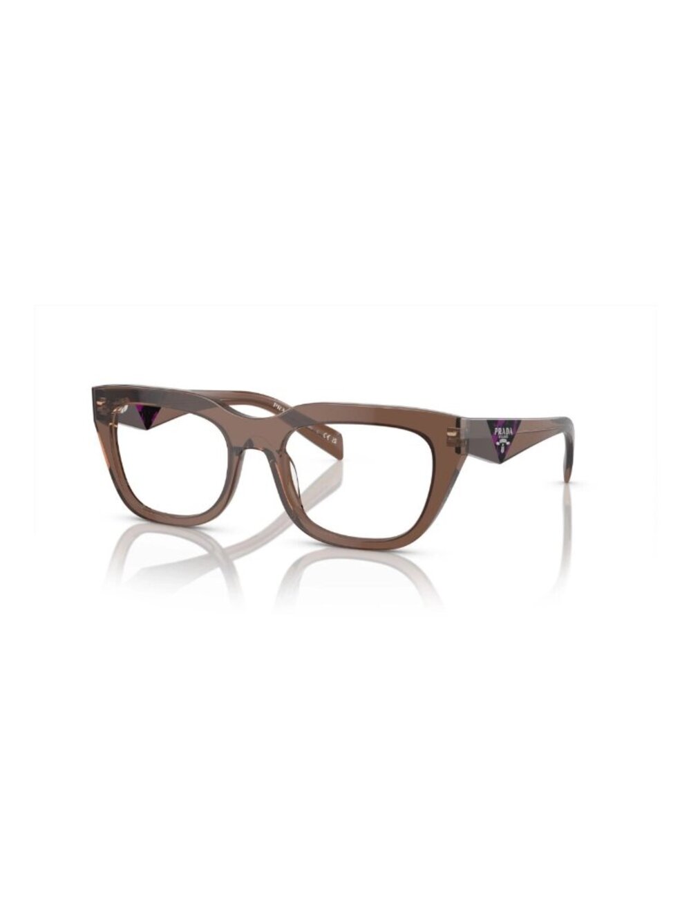 Prada PR A06V 17O-1O1 Transparent Brown Frames Demo Lens 52 mm Eyeglasses